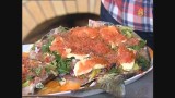 Рыба-пицца и фаршированные баклажаны